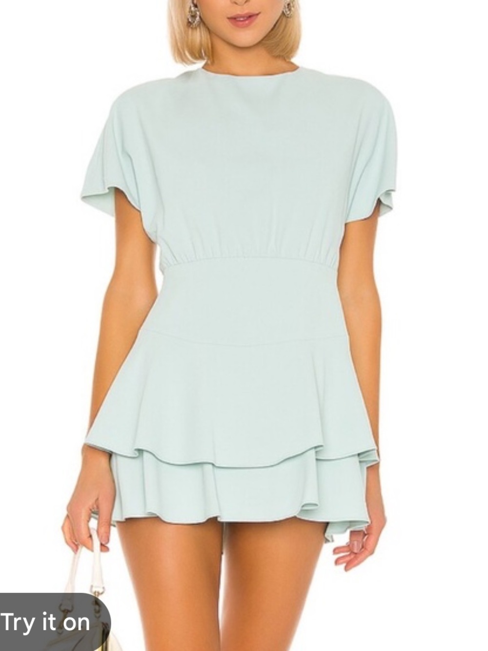 Alice + Olivia Dusty Aqua Tiered Mini Dress